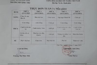 THỰC ĐƠN TUẦN NÀY CỦA BÉ CÓ GÌ?